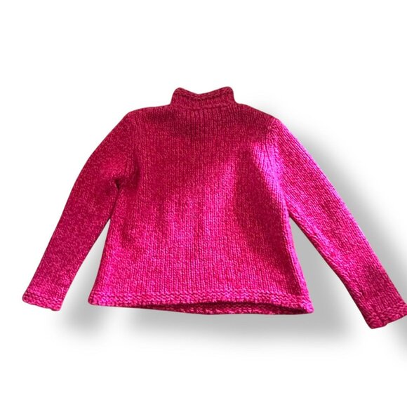 Crossroads Chunky Knit Sweater Barbie Pink Wool Blend Boho Hipster Size Large - Picture 14 of 15